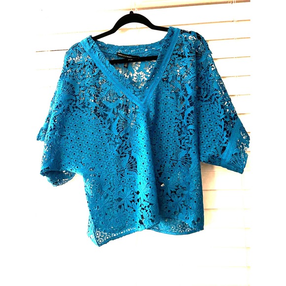 White House Black Market Tops - NWOT White House Black Market Blue Lace Kimono top MP